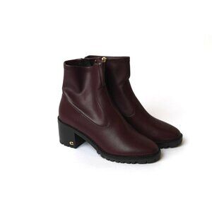 Coach Women’s Leather Bootie Sz US7 Dark Cranberry Burgundy Wine NEW